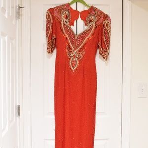 Alyce Designs Red Beaded Gown
